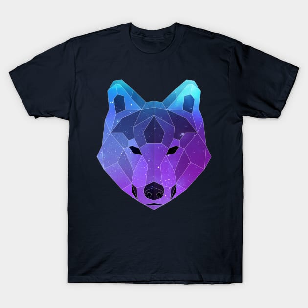 Galaxy Wolf Geometric Animal T-Shirt by Jay Diloy